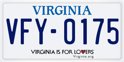 VA license plate VFY0175