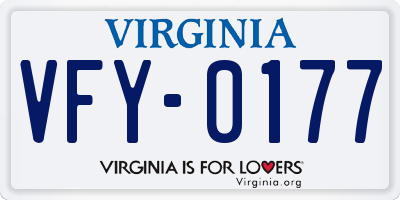 VA license plate VFY0177