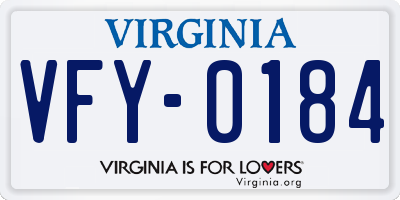 VA license plate VFY0184