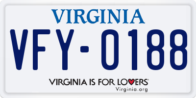 VA license plate VFY0188