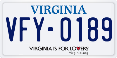 VA license plate VFY0189