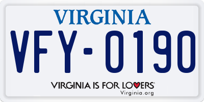VA license plate VFY0190