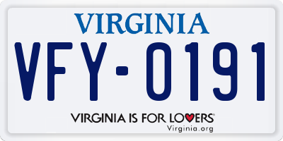 VA license plate VFY0191