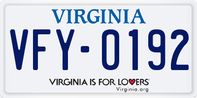 VA license plate VFY0192