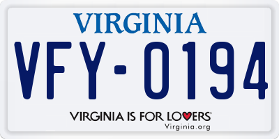 VA license plate VFY0194