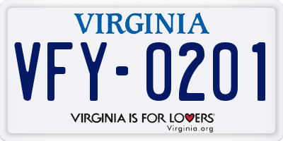 VA license plate VFY0201