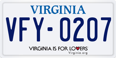 VA license plate VFY0207