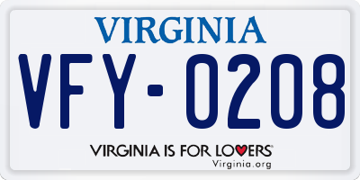 VA license plate VFY0208