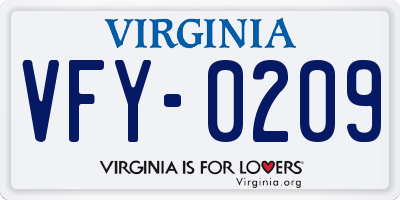 VA license plate VFY0209