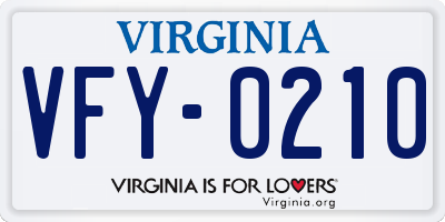 VA license plate VFY0210