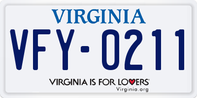 VA license plate VFY0211