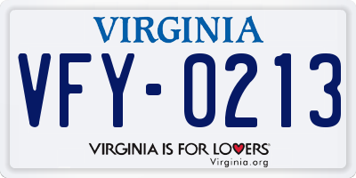 VA license plate VFY0213