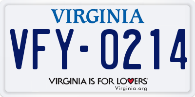 VA license plate VFY0214