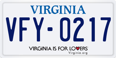 VA license plate VFY0217