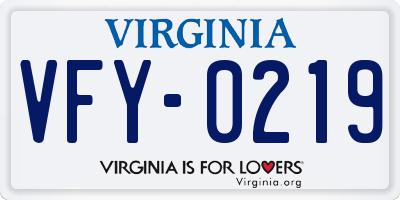 VA license plate VFY0219