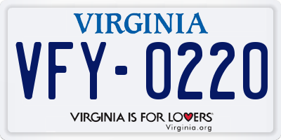 VA license plate VFY0220