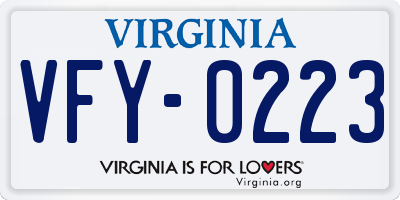 VA license plate VFY0223