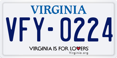 VA license plate VFY0224
