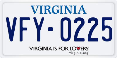 VA license plate VFY0225