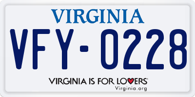 VA license plate VFY0228