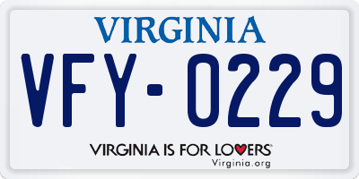 VA license plate VFY0229
