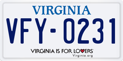 VA license plate VFY0231