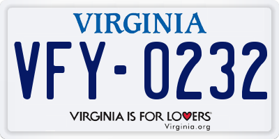 VA license plate VFY0232