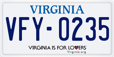 VA license plate VFY0235