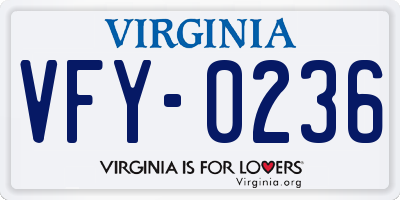 VA license plate VFY0236