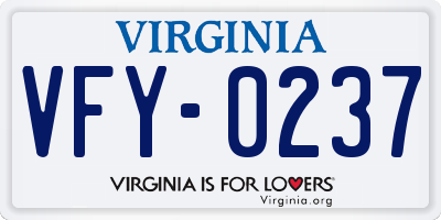 VA license plate VFY0237