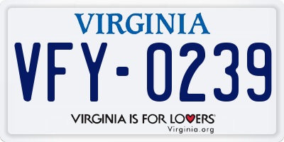 VA license plate VFY0239
