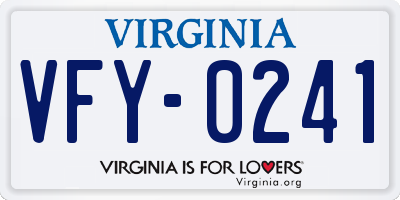 VA license plate VFY0241
