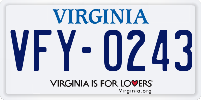 VA license plate VFY0243