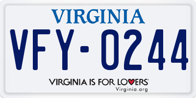 VA license plate VFY0244