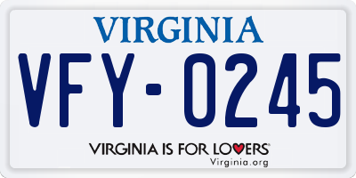 VA license plate VFY0245