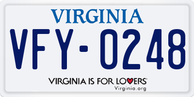 VA license plate VFY0248