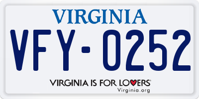 VA license plate VFY0252