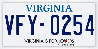 VA license plate VFY0254
