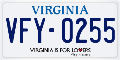 VA license plate VFY0255