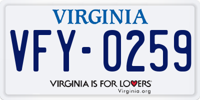 VA license plate VFY0259