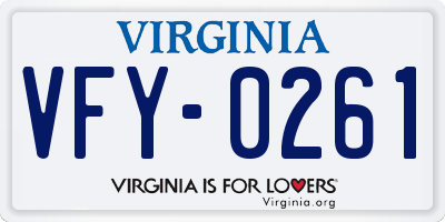 VA license plate VFY0261