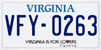 VA license plate VFY0263