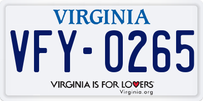 VA license plate VFY0265