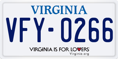 VA license plate VFY0266