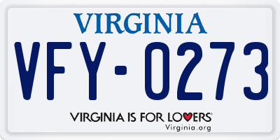 VA license plate VFY0273
