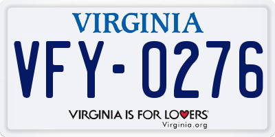 VA license plate VFY0276