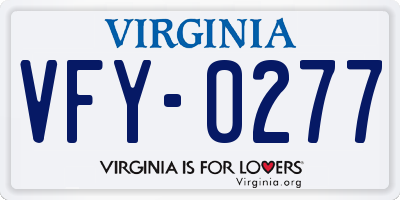 VA license plate VFY0277
