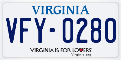 VA license plate VFY0280