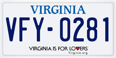 VA license plate VFY0281