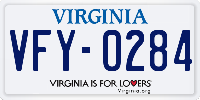 VA license plate VFY0284